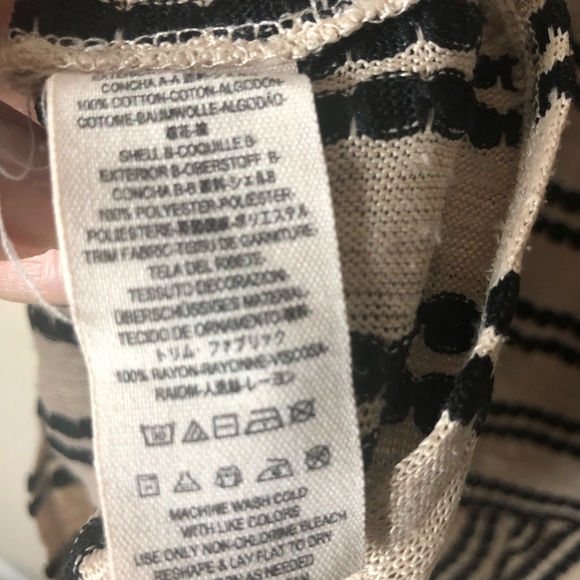 Free People Linen Tank Top Shirt Black & Cream S - Picture 3 of 3